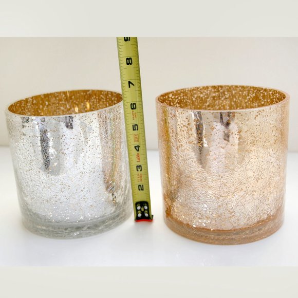 Diamond Star 57106 6 x 6 in Candle Glass Vase Silver and Gold (2 Pack) - Picture 5 of 9